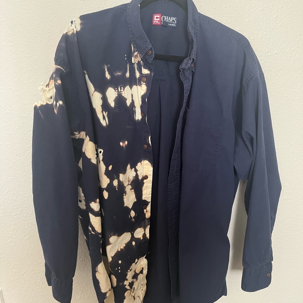 Distressed Bleach-Dye Button Up